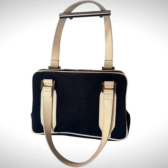 Vintage Fendi Mini Boston Top Handle Bag Navy Blue Satchel Luxury Travel Preppy - Picture 3 of 16